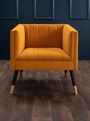MODERN MUSTARD VELVET ARMCHAIR